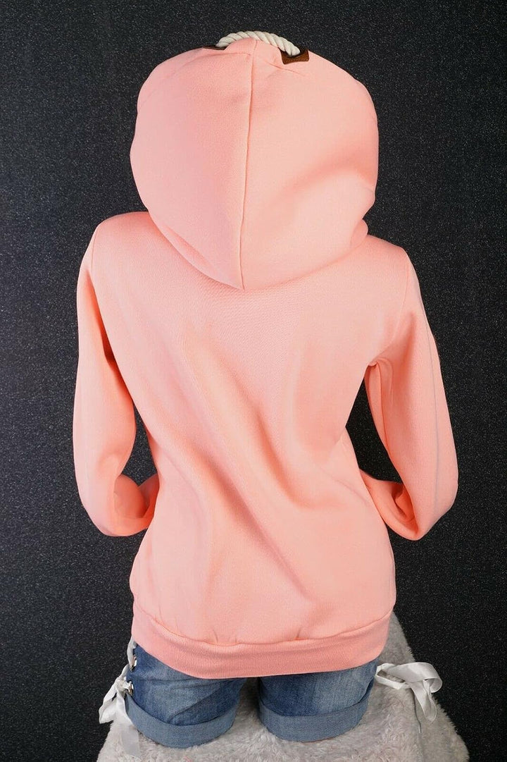 VIN TE Damen Sweat Jacke XXL Kapuze Hoodie Übergangsjacke Fleece gefüttert schräger Reissverschluss