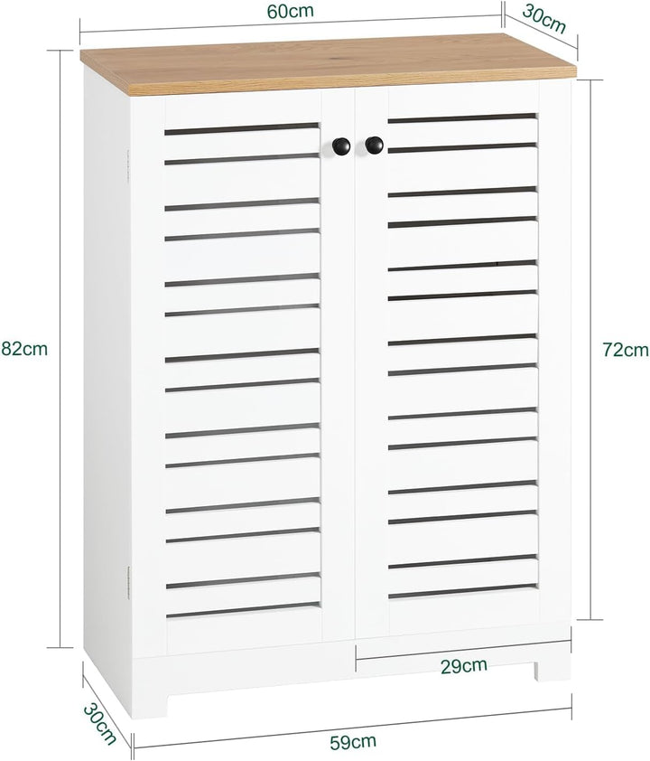 SoBuy BZR41-W Badkommode Badschrank mit Lamellentüren Kommode fürs Bad Badezimmerschrank Badmöbel we