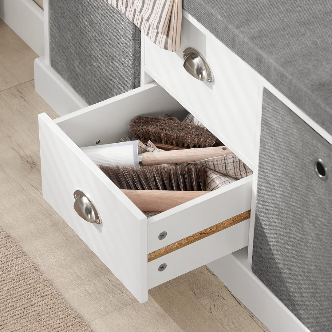 SoBuy Wandgarderobe-Set Flurset Flurmöbel Schuhbank mit Sitzfläche Flurgarderobe FSR66-HG+FRG282-W