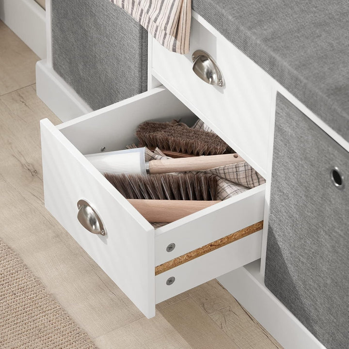 SoBuy FSR66-HG Sitzkommode Sitzbank mit Stauraum Schuhbank mit Sitzfläche mit 2 grauen Körben und 2
