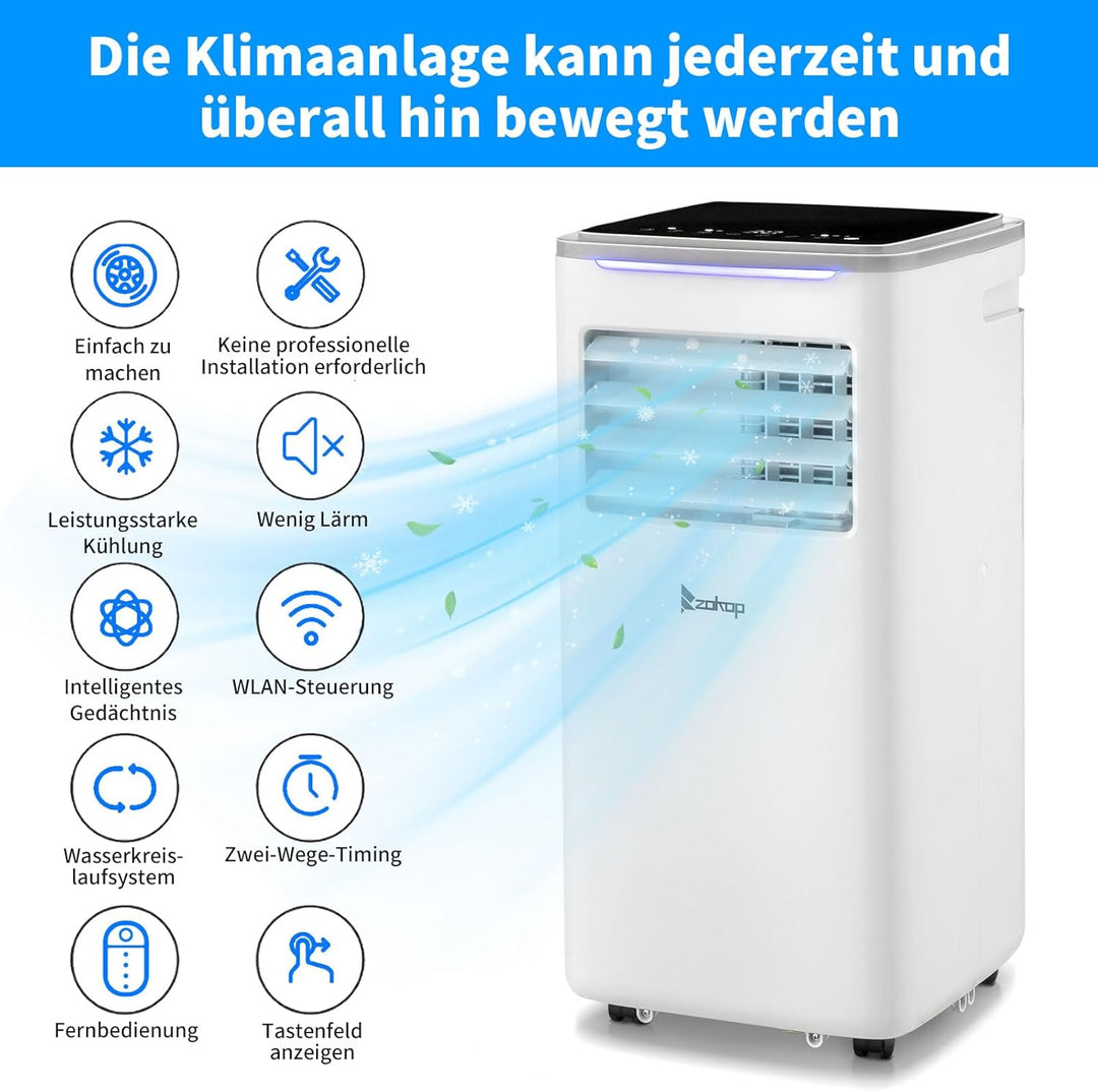 LEADZM Mobile Klimagerät klimaanlage,10000 BTU 1120W, Raumgrösse bis 32 m²,Air Conditioner mit Abluf