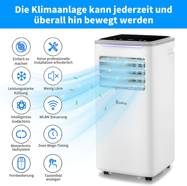 LEADZM Mobile Klimagerät klimaanlage,10000 BTU 1120W, Raumgrösse bis 32 m²,Air Conditioner mit Abluf