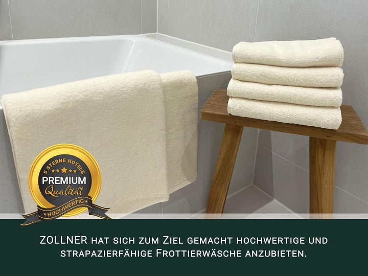 ZOLLNER 4 Handtücher 50x100 cm, 2 Duschtücher 70x140 cm, Baumwolle, beige 6tlg. Set Beige, 6tlg. Set