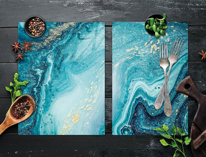 DarHaus Herdabdeckplatten tweiteilig 75x52 cm Ceranfeld Abdeckung Glas Spritzschutz Abdeckplatte Gla