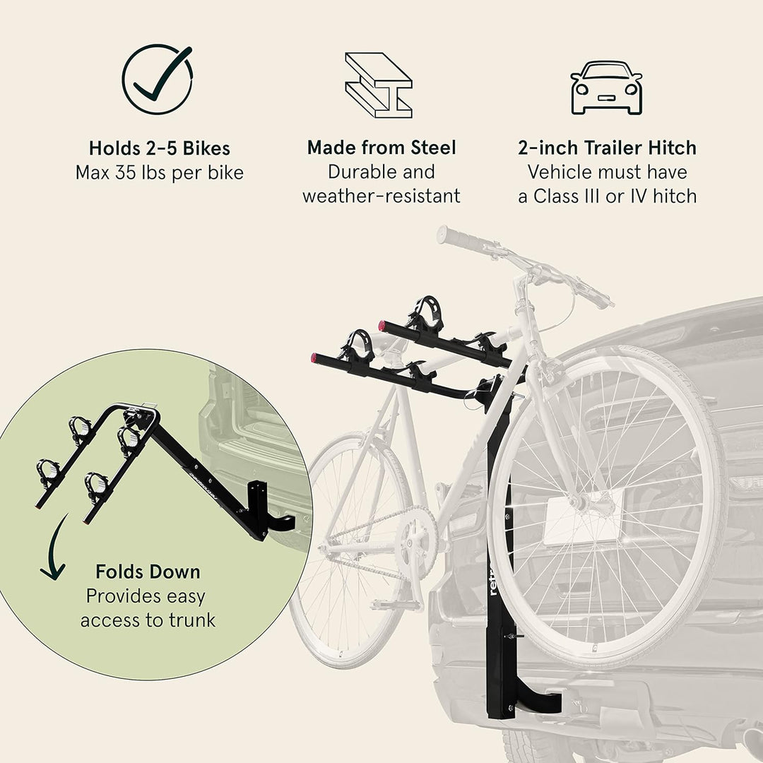 Retrospec Lenox 2-5, Fahrradträger für PKWs, LKWs und SUVs mit 2-Zoll-Anhängerkupplung (5,1 cm), kla
