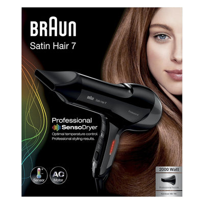 Braun Satin Hair 7 SensoDryer Haartrockner, professioneller Föhn mit Thermosensor und Stylingdüse, H