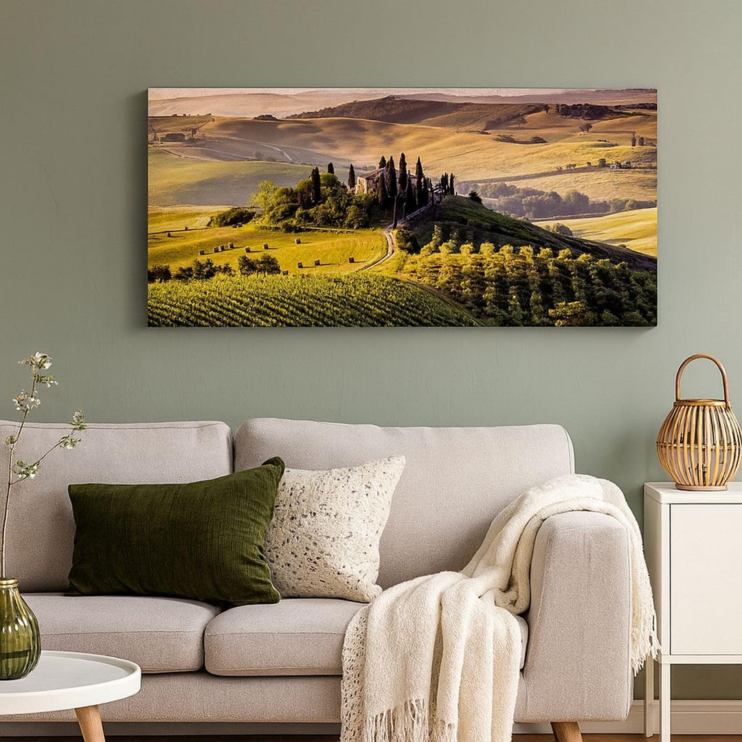 Wandbilder Dekoration Wohnzimmer Landwirtschaft Bauernhof Toskana Weinberg Bilder auf Leinwand 120x5