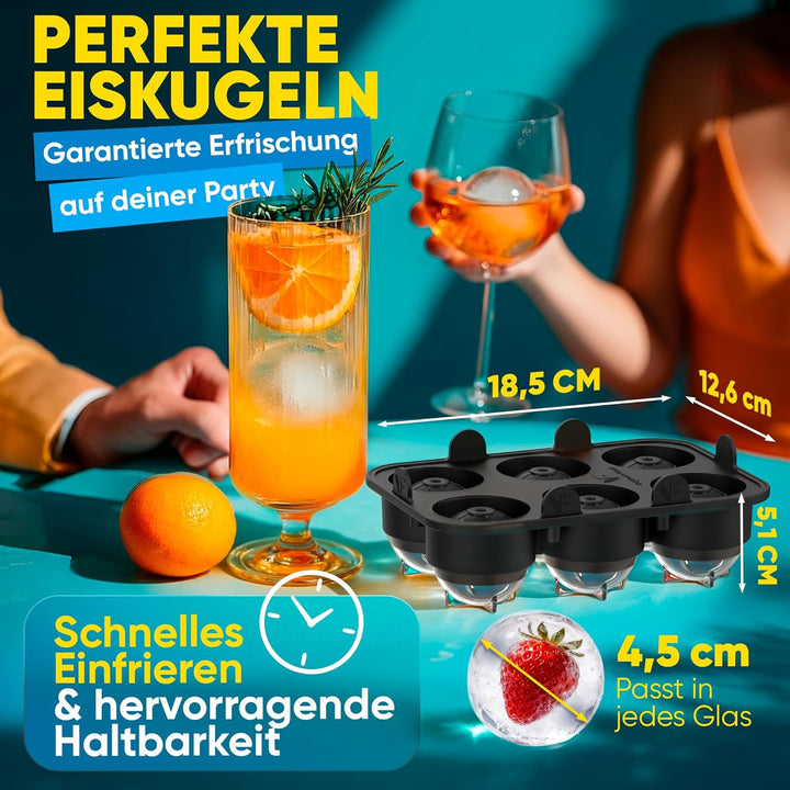 Neighbour's Friend Patentierte Eiskugelform 2er Pack Platinum - Grosse Eiswürfelform rund Platinsili