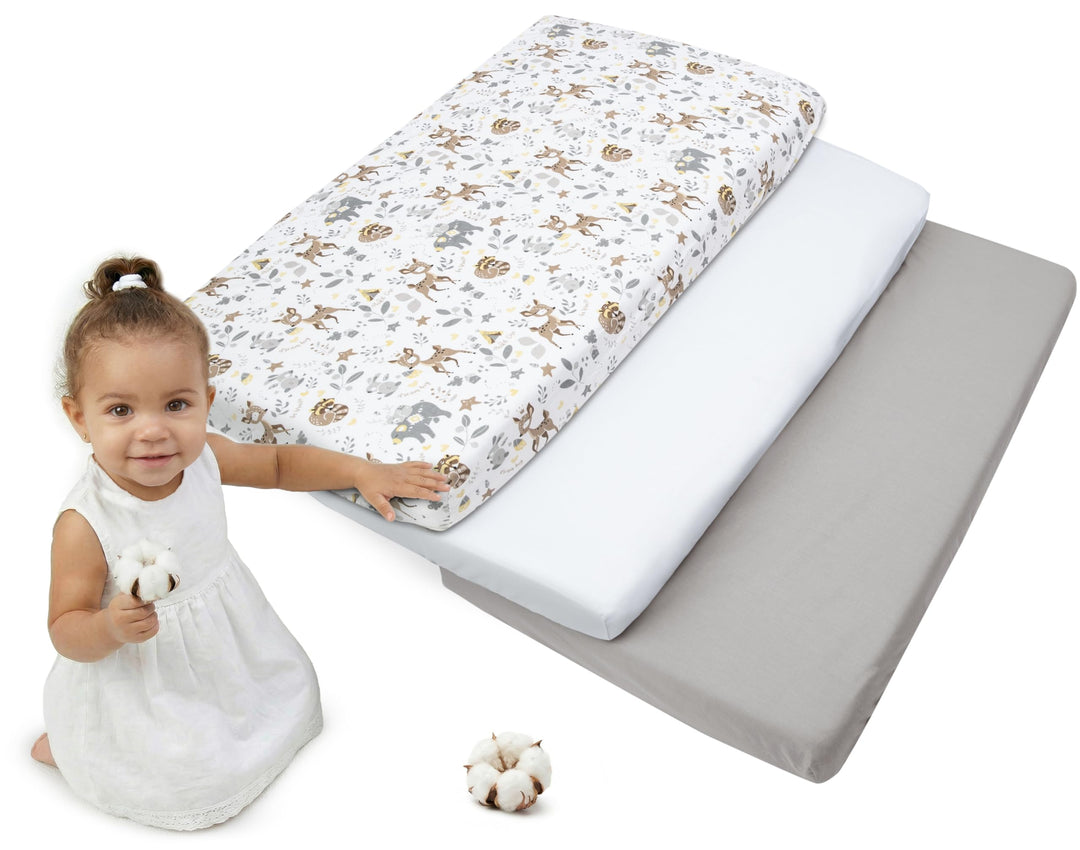 Medi Partners 3er-Set Spannbettlaken Spannbetttuch 60x120cm 100% Baumwolle Baby Bettwäsche Babymatra