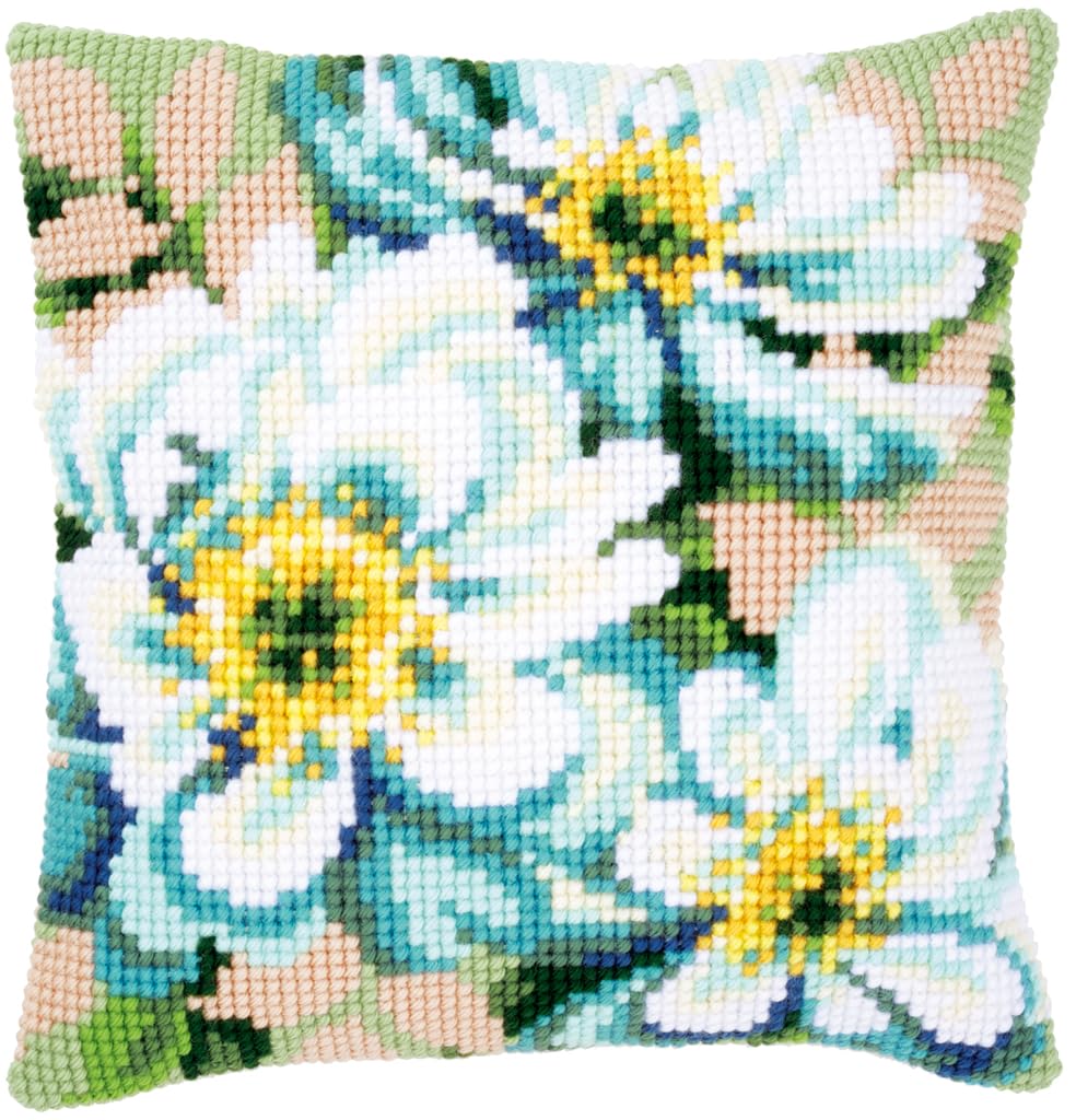 Vervaco Kreuzstichkissen Kreuzstichpackung, Stramin, weiss, 40 x 40 x 0,3 cm