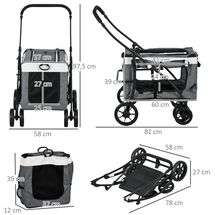 PawHut 2 in 1 Hundewagen Hundebuggy klappbar für Hunde &amp; Katzen bis 10 kg Katzenbuggy mit Kissen Net