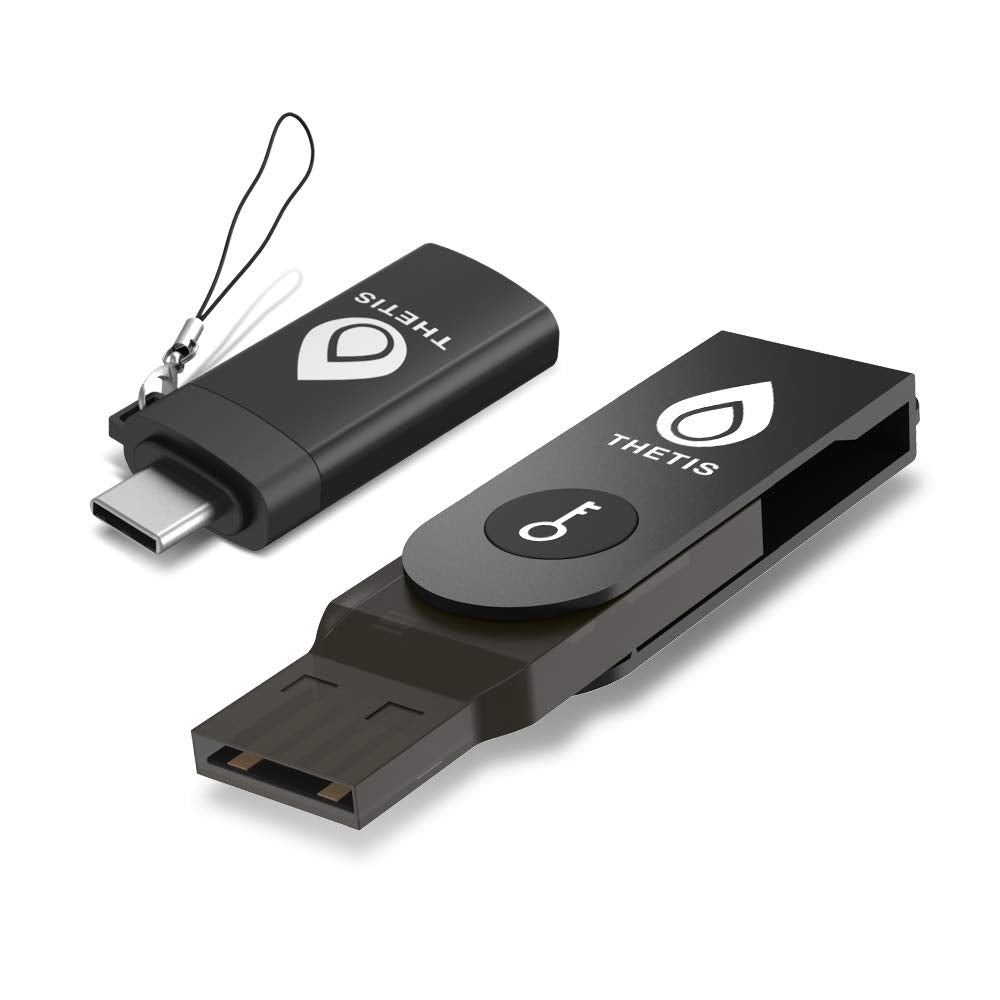 Thetis Fido U2F Sicherheitsschlüssel mit Typ-C-Adapter Zwei-Faktor-Authentifizierung Extra Schutz un