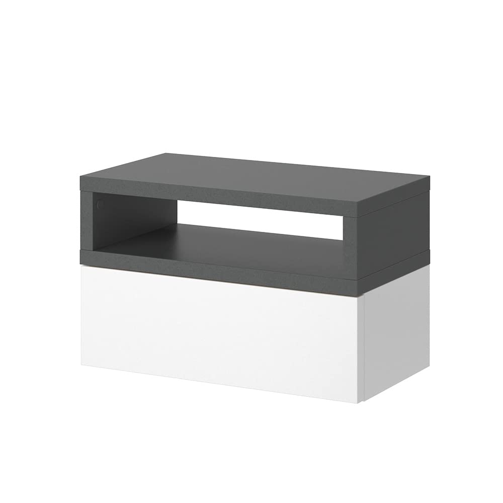 Vicco Nachttisch Urbano, Anthrazit/Weiss, 45 x 28 cm Anthrazit Einzel, Anthrazit Einzel