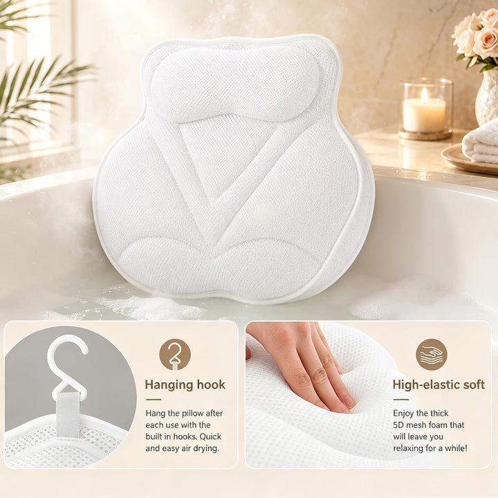 Badewannenkissen &amp; Poolkissen mit 5D Air Mesh - Ergonomisches Badewannenkissen Nacken &amp; Rücken mit 7