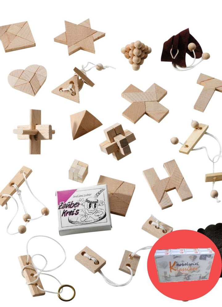 Knobelspiel Klassiker Sets - Diverse Mitgebsel - 16 Spiele einzeln verpackt incl Lösung Geduldspiele