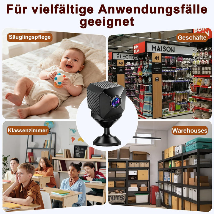 Mini Kamera 4K HD WLAN Kamera - Live Übertragung Handy APP Für WiFi Camera Indoor mit Akku Sicherhei