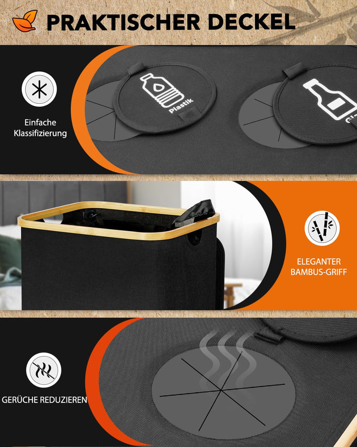 SOUTHGATE Pfandflaschen Sammelbehälter 2 Fächer, 140L Pfandbehälter, Leergut & Altglas Aufbewahrung