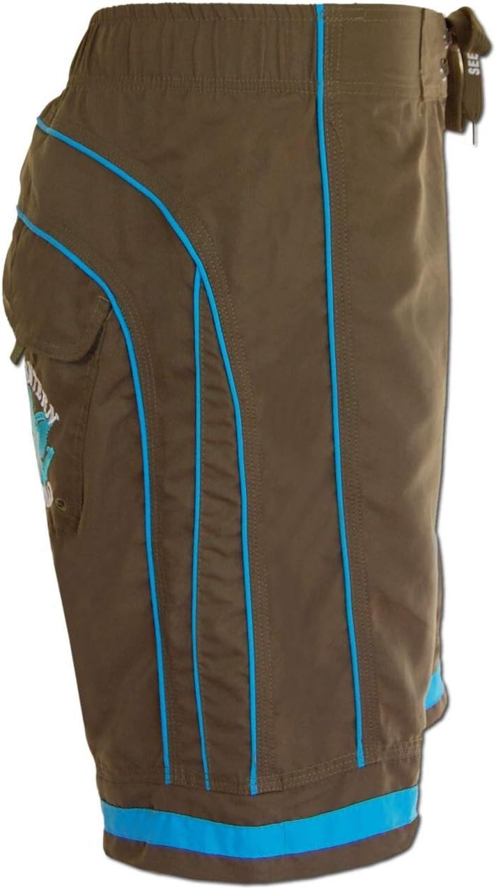 SEESTERN Herren Boardshorts Surfshorts Boardshort Badeshorts mit Gummizug hinten S-3XL mittellang 47