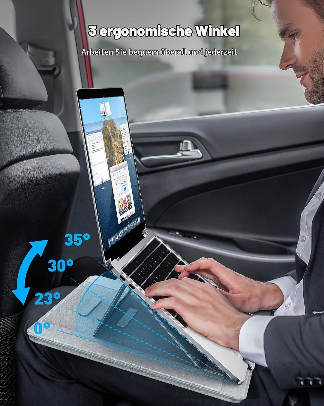 AboveTEK Laptop Schosstisch – ergonomischer Lapdesk mit Rutschfester Oberfläche, Heat Shield, Retrac