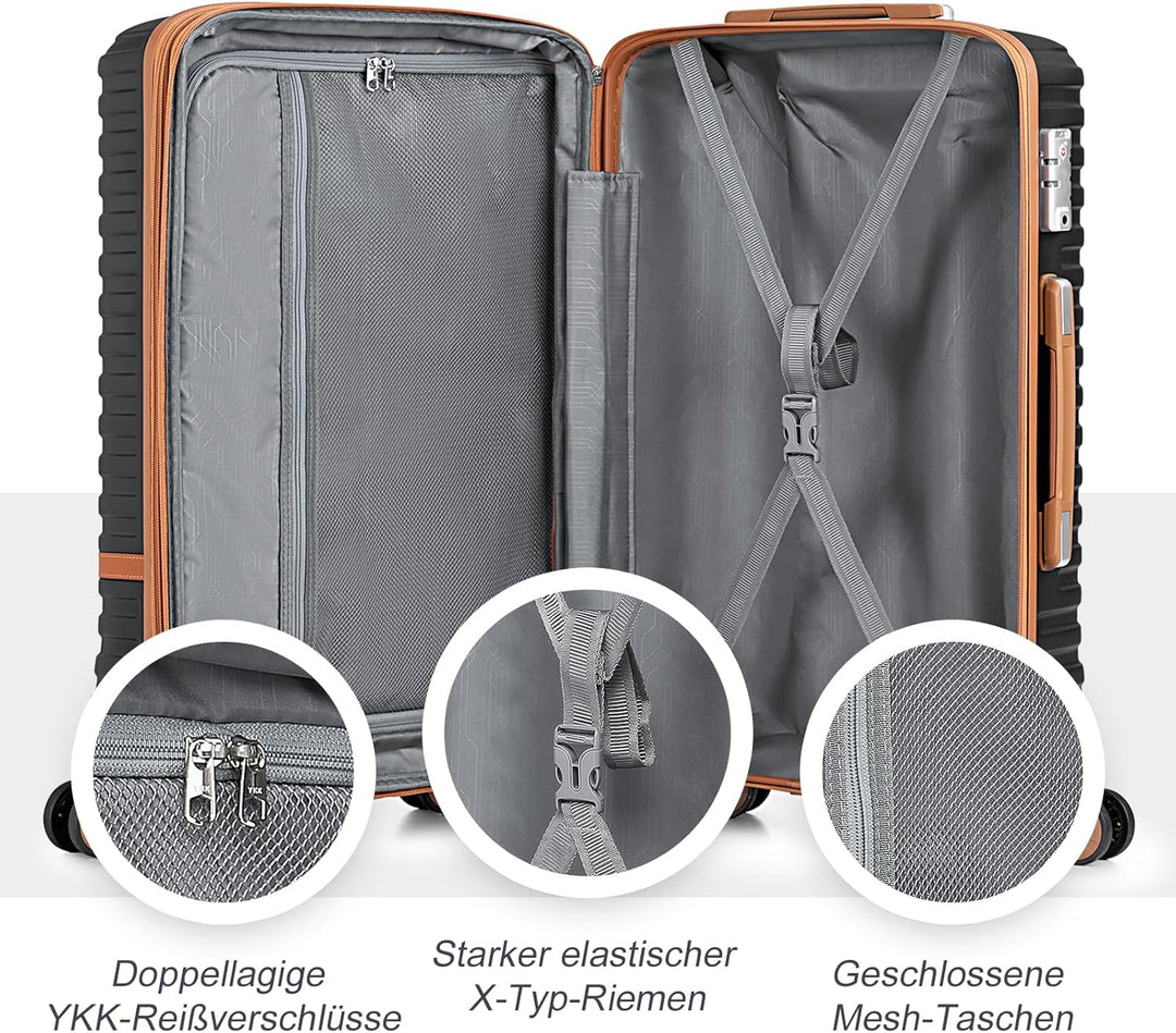Joyway Kofferset Reisekoffer Set 6tlg Hartschale mit Beautycase Kosmetikkoffe mit 4 Rollen und TSA-S
