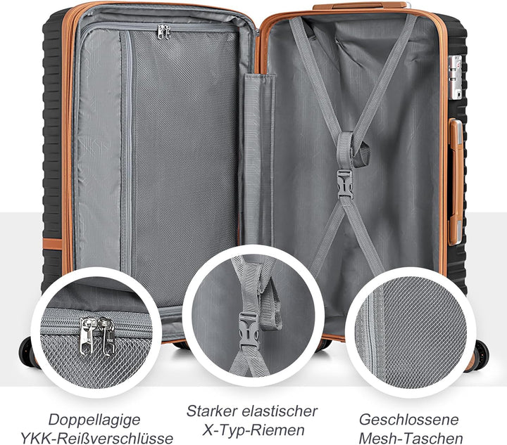 Joyway Kofferset Reisekoffer Set 6tlg Hartschale mit Beautycase Kosmetikkoffe mit 4 Rollen und TSA-S
