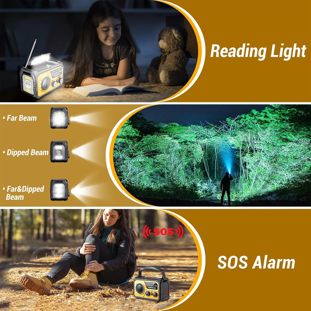 16000mAh/59200mWh Kurbelradio,Tragbares Notfallradio mit Kurbel,AM/FM Solar Radio mit Handyladefunkt