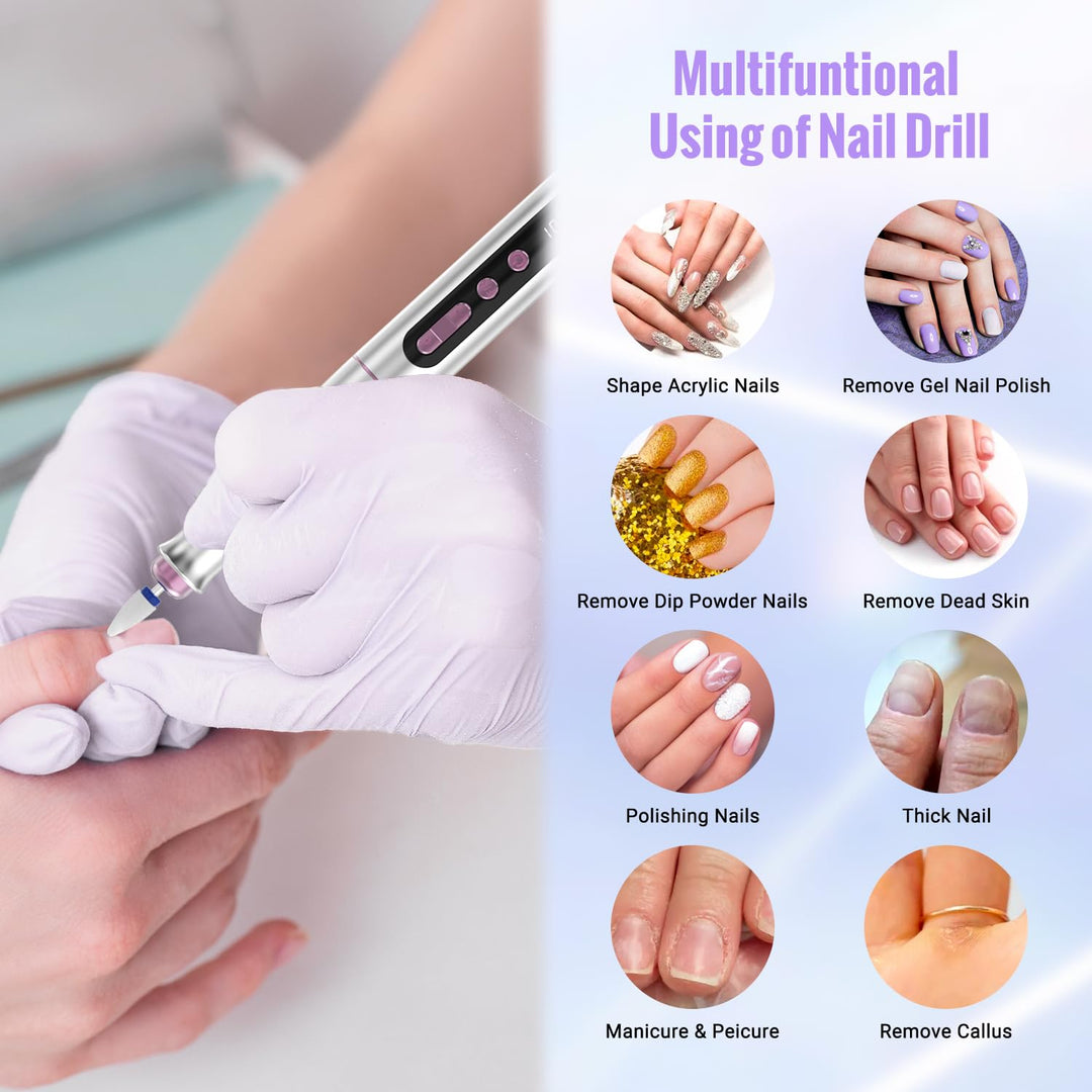 Denabuty Nagelfräser Kabellos, 13 in 1 Fräser für Gelnägel 35000 u/min, Elektrische Nagelfeile Profe