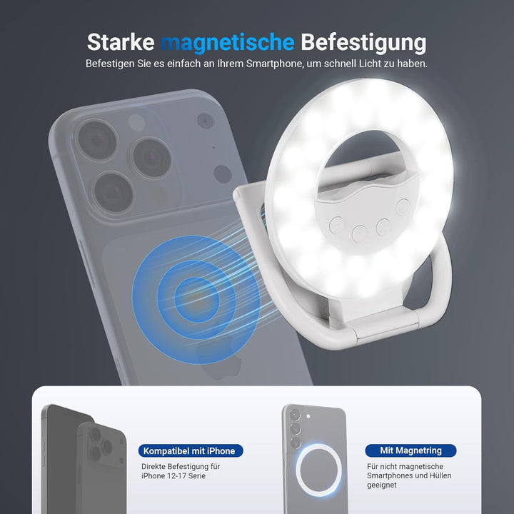 NEEWER Entry Level Version N35 Magnetisches Selfie Handy Licht Kompatibel mit MagSafe iPhone, 4W zwe