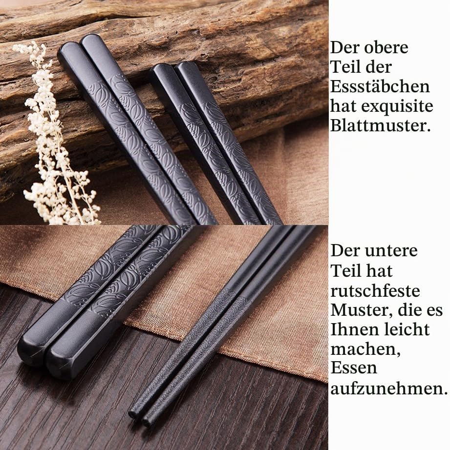 Essstäbchen Wiederverwendbare Fiberglas-Essstäbchen mit Halter Chinesisches Geschenkset Legierungs E