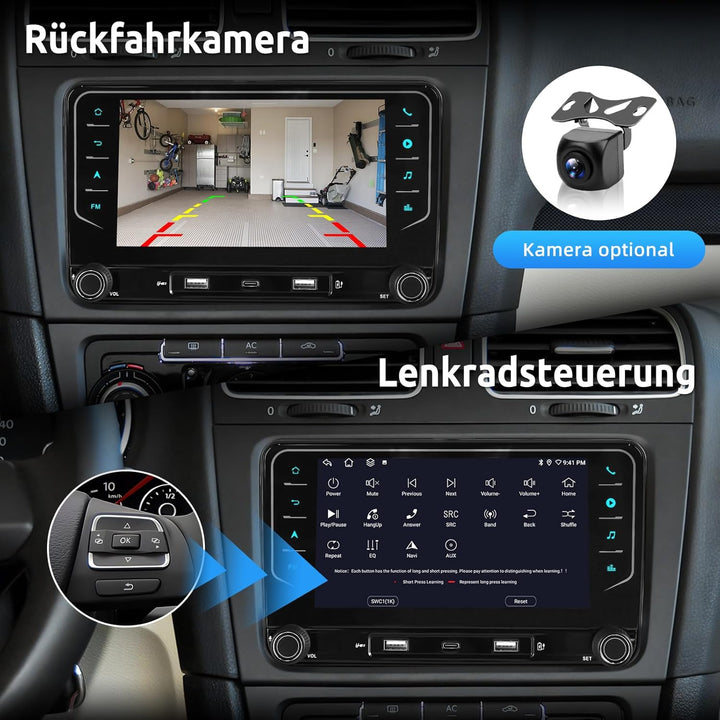 ESSGOO 4+64G Autoradio mit Kabelloses CarPlay Android Auto Für VW Golf 5 6 Touran Tiguan EOS Passat