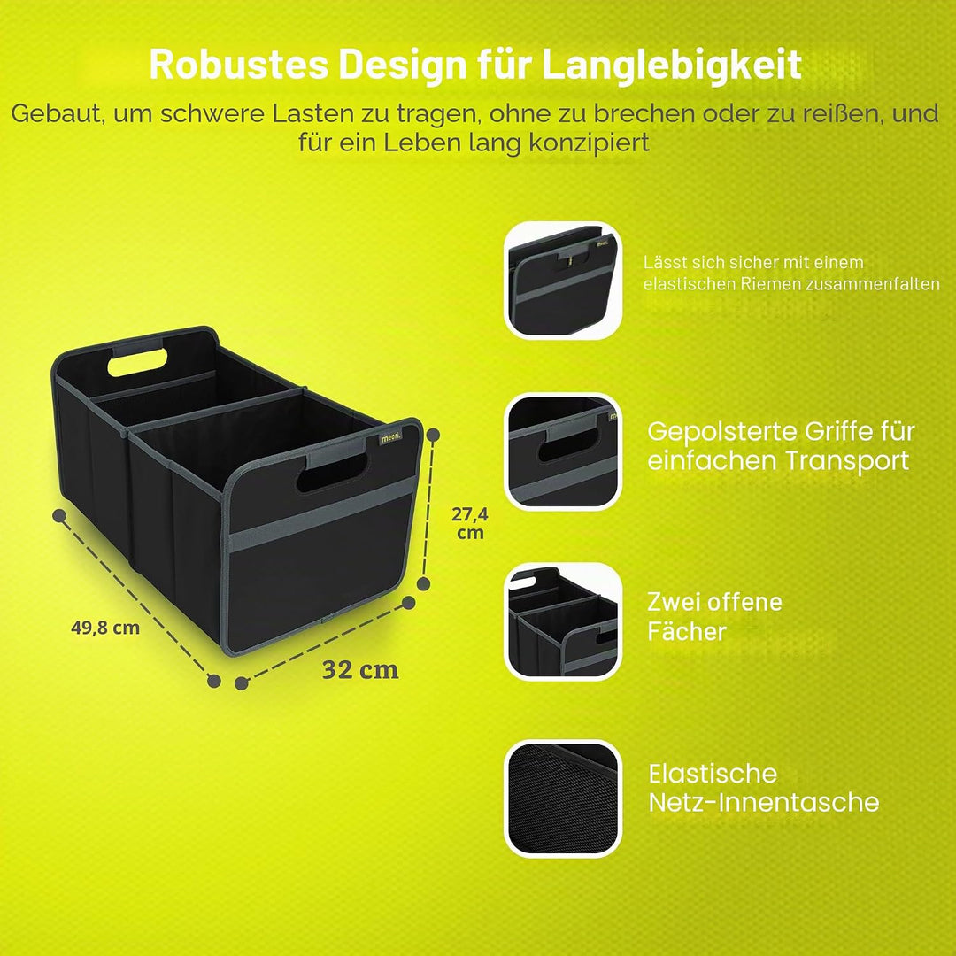 Meori Aufbewahrungsbox faltbar Traglast 30 kg - 50cm 32cm 27.5cm Grösse L Schwarz Faltbox, Schwarz F