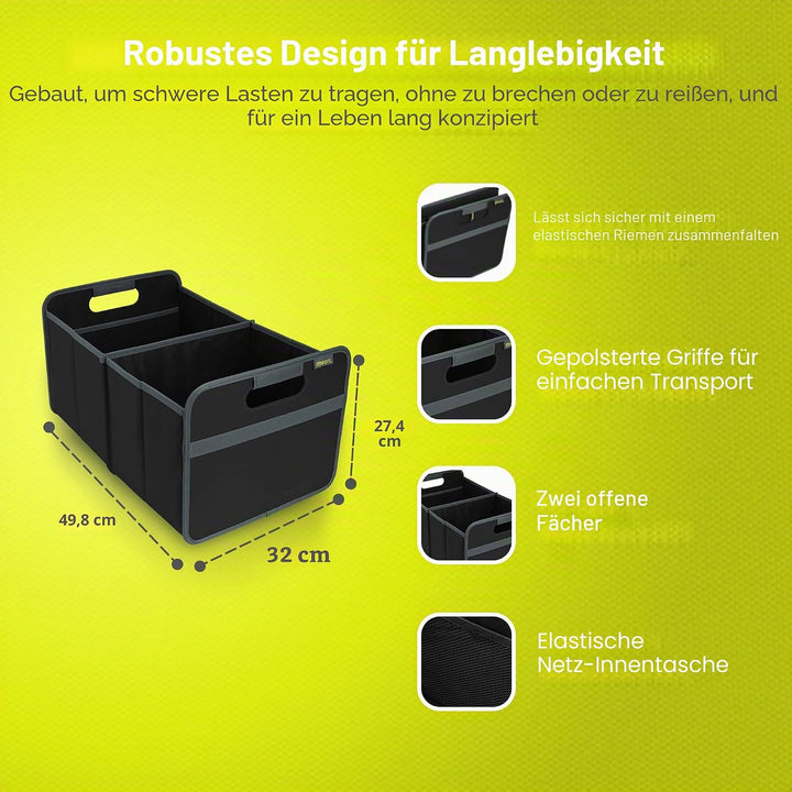 Meori Aufbewahrungsbox faltbar Traglast 30 kg - 50cm 32cm 27.5cm Grösse L Schwarz Faltbox, Schwarz F