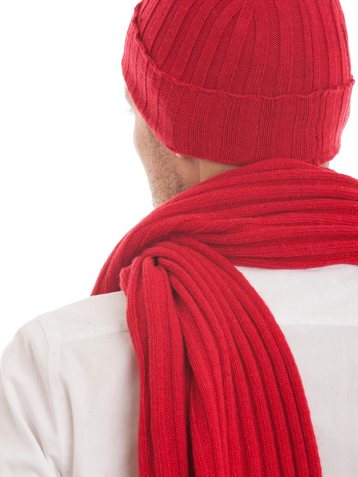 Dalle Piane Cashmere - Schal und hut aus Kaschmir-Gemisch - für Damen/Herren Einheitsgrösse Rot, Ein