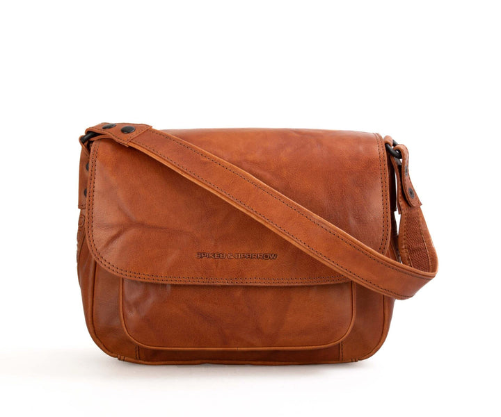 Spikes & Sparrow Umhängetasche echt Leder Damen - 021616 Cognac, Cognac