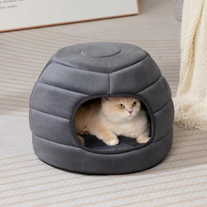 Hollypet Katzenbett Kleines Hundebett, 2-in-1 faltbares Haustier-Höhlenbett, Warmes Haustierbett aus