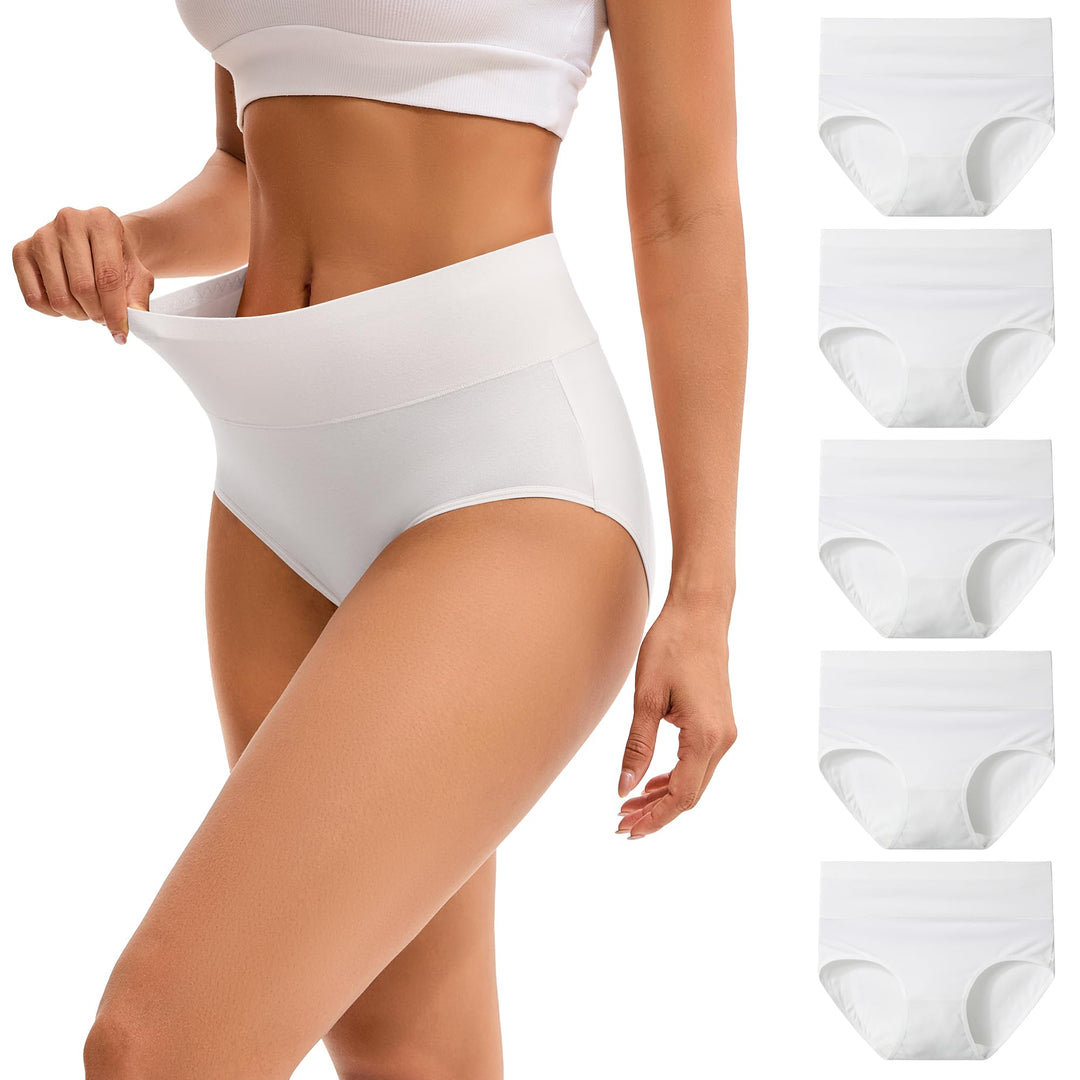 INNERSY Unterhosen Damen Baumwolle Stretch Slips Hohe Taille Weiche Unterwäsche Frauen 5er Pack XS M
