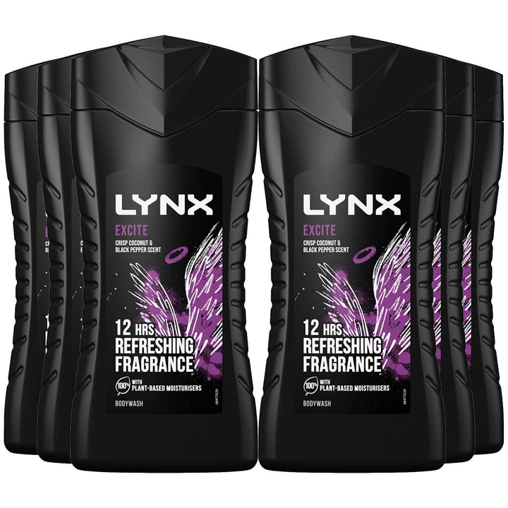 6x Lynx Excite Duschgel Herren Body Wash 250ml