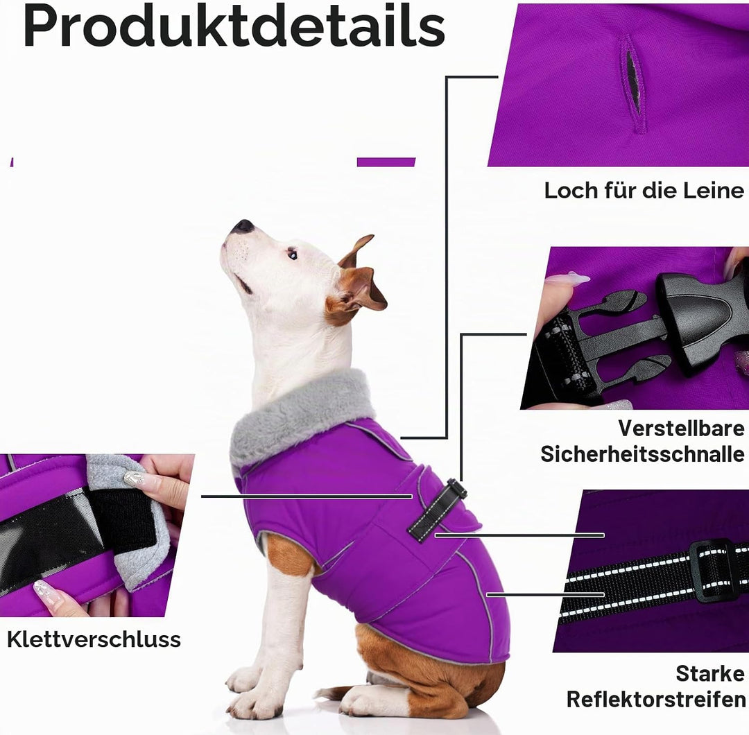 Lelepet Warmer Hundemantel, Reflektierende Hundefleeceweste Wasserdicht Hundejacke Winddicht Winterm