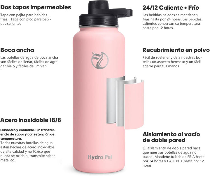 HydroPal Edelstahl Trinkflasche - 750ml, 1L, 1,2L, BPA-Frei, Kohlensäure geeignet, Isolierte flasche