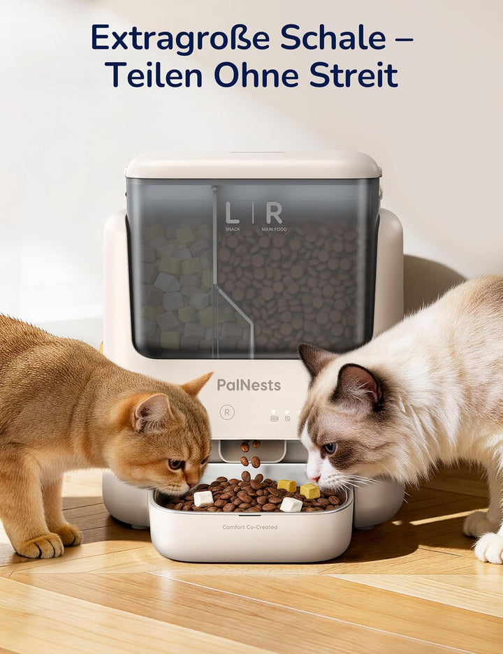 Futterautomat Katze 5L, PalNests Automatischer Futterspender für Katze und Hund mit Edelstahlnapf, D