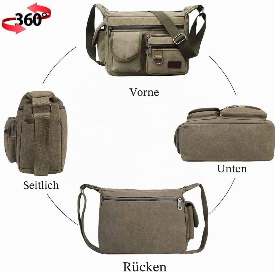 Wasserdicht Canvas Crossbody Tasche Umhängetasche Satchel Schulter Sling Arbeitstasche Bookbag für M