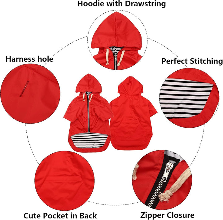 MOREZI Wind&Wasserdicht Hunderegenmantel mit Beinschutz & Fest Kapuze - Leichtes Outdoor - Für klein