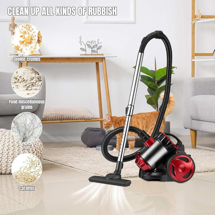 Bodenstaubsauger, beutellos, 2000 W, Staubsauger mit Hochleistungs-Filtration und leisem Design, lei