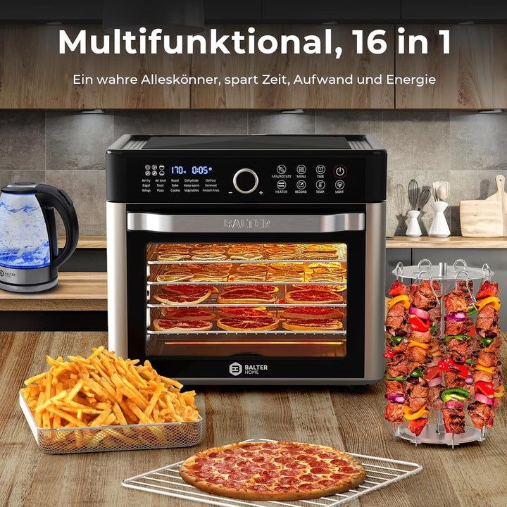 Balter Heissluftfritteuse XXL 22L Airfryer, 200 Programme, 40°-230°, Dörrautomat, 16 in 1 heissluftf