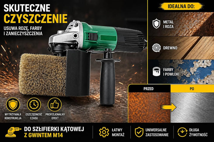Winkelschleifer Aufsatz M14 Satinierer + Drahtbürste Set zum Reinigen und Schleifen von Metall Rosts