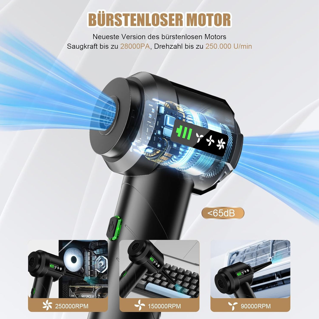 RABIGALA Handstaubsauger Akku 4-in-1, 28000PA Auto Staubsauger Stark mit Bürstenloser Motor, Handsta