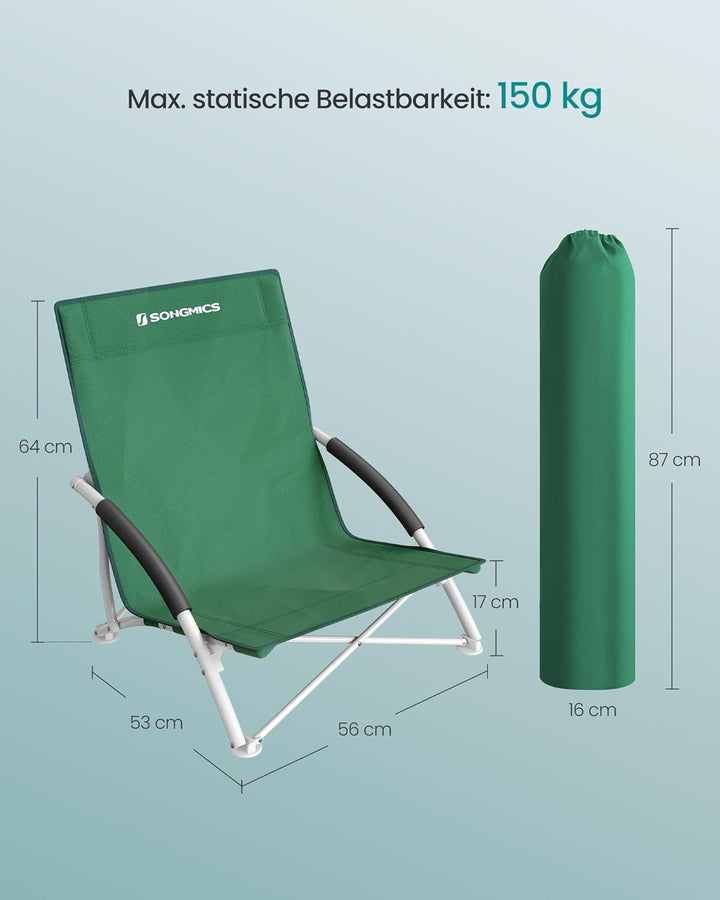 SONGMICS Strandstuhl mit hoher Rückenlehne, tragbarer Klappstuhl, klappbarer Campingstuhl, faltbar,