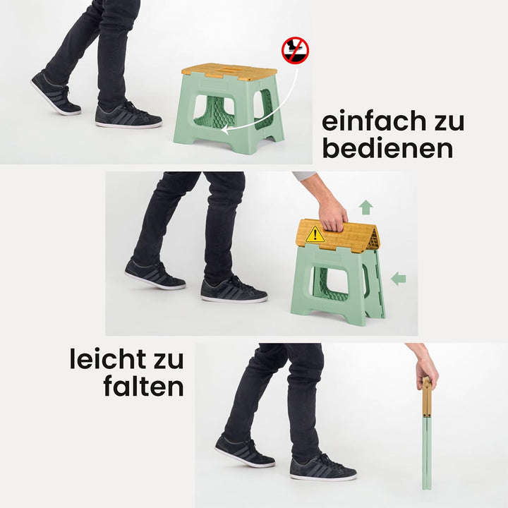 Vigar Kompakte Tritthocker Klappbar für Erwachsene, 27 cm, Klapphocker Faltbar 150 kg rutschfest, Le