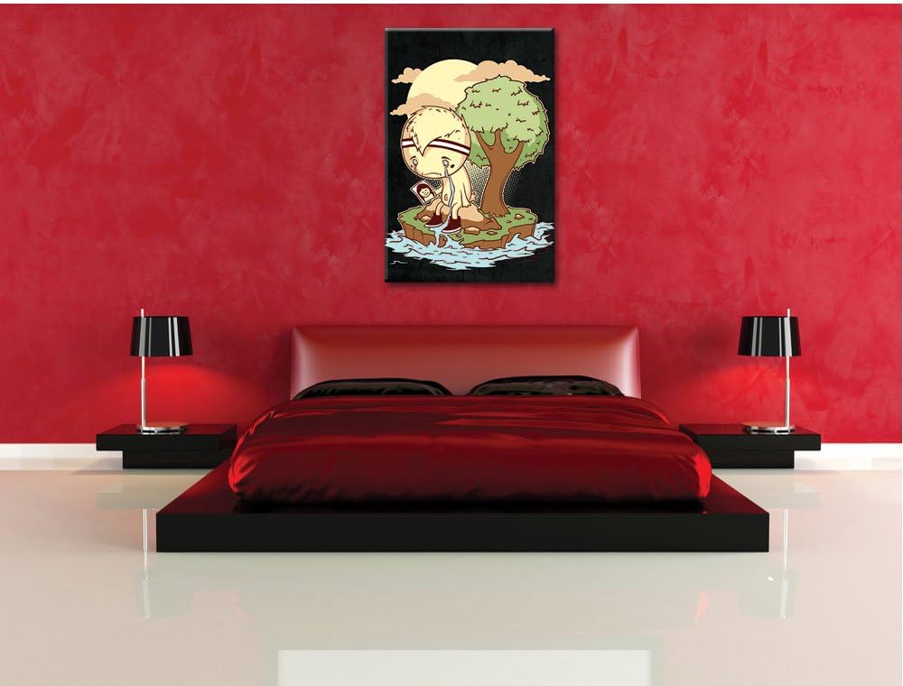 Dark Cry me a river black Bild auf Leinwand, XXL riesige Bilder fertig gerahmt mit Keilrahmen, Kunst