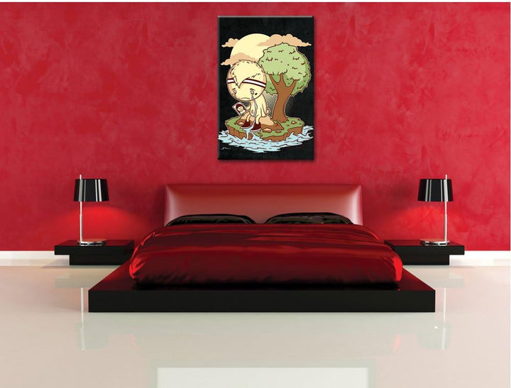 Dark Cry me a river black Bild auf Leinwand, XXL riesige Bilder fertig gerahmt mit Keilrahmen, Kunst